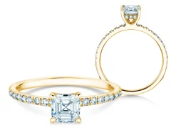 Diamantring Asscher Cut Pavé