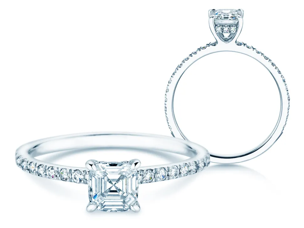 Diamantring Asscher Cut Pavé