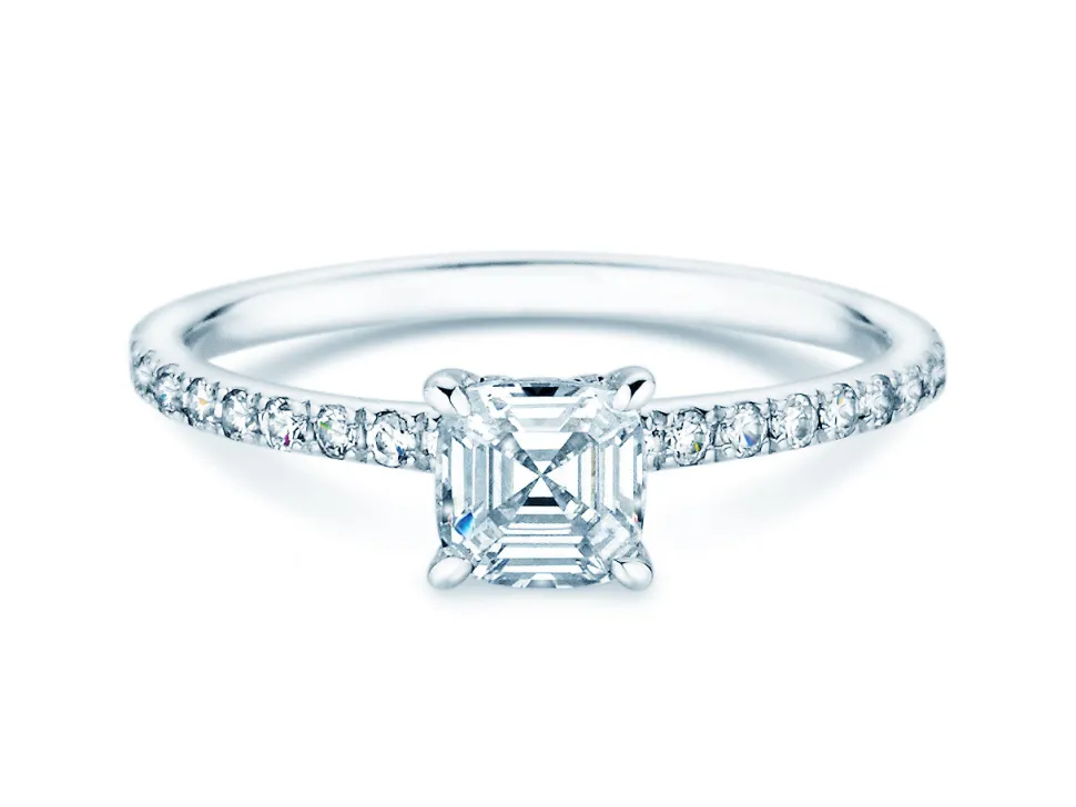 Diamantring Asscher Cut Pavé