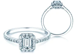 Diamantring Emerald Halo Pavé