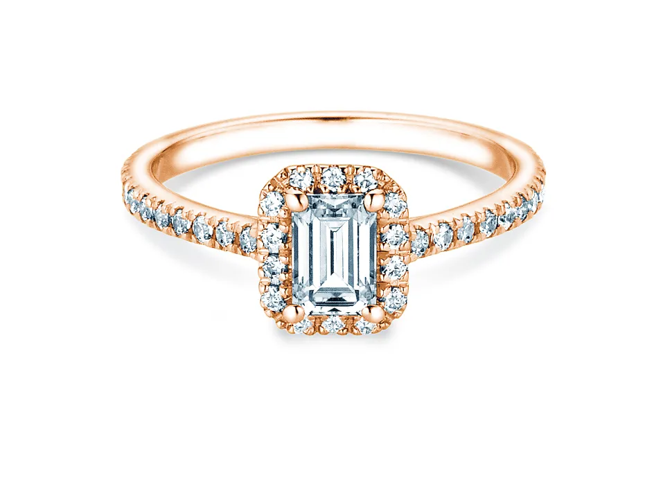 Diamantring Emerald Halo Pavé