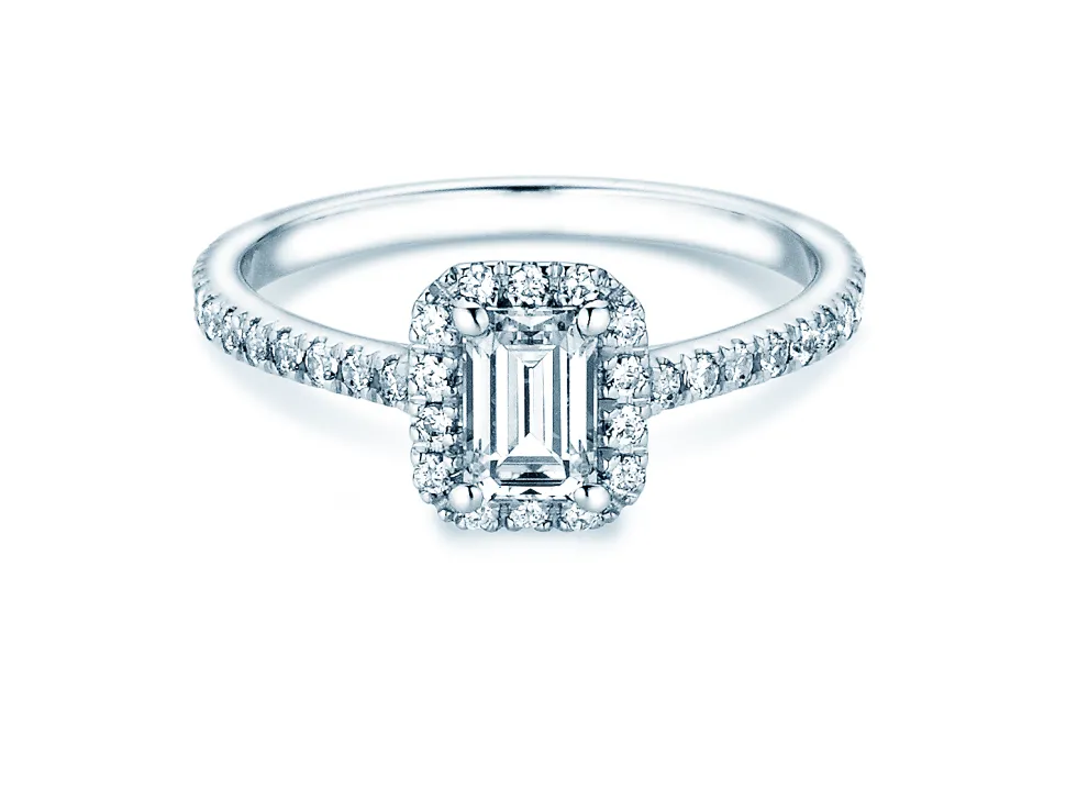 Diamantring Emerald Halo Pavé