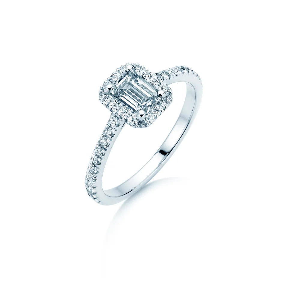 Diamantring Emerald Halo Pavé