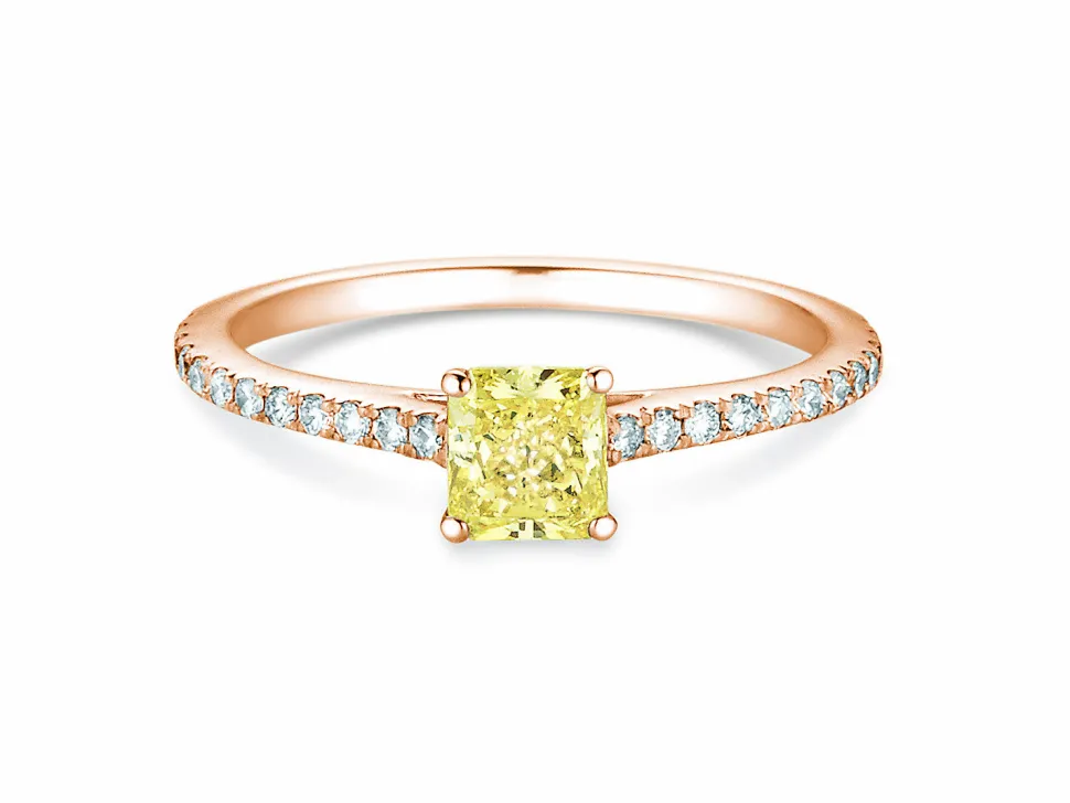 Diamantring Fancy Yellow Cushion Pavé