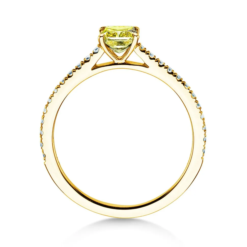 Diamantring Fancy Yellow Cushion Pavé
