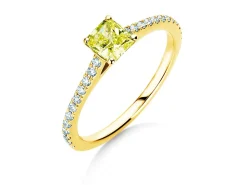 Diamantring Fancy Yellow Cushion Pavé