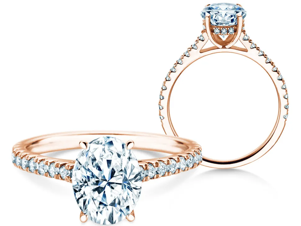 Diamantring Oval Hidden Halo Pavé