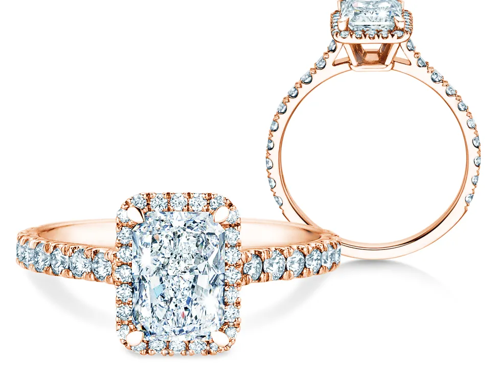 Diamantring Radiant Halo Pavé
