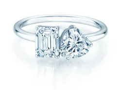 Diamantring Toi et Moi Emerald & Heart