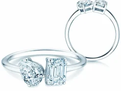 Diamantring Toi et Moi Pear & Emerald