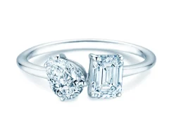 Diamantring Toi et Moi Pear & Emerald
