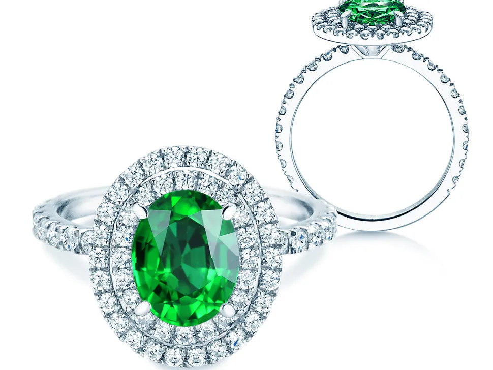 Farbsteinring Double Halo