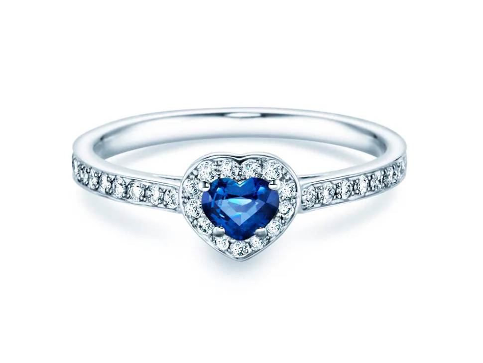 Farbsteinring Heart Saphir mit Diamanten
