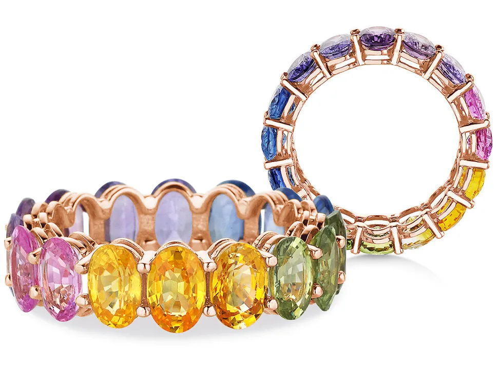 Farbsteinring Rainbow Oval