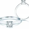 Solitärring Modern - Solitärring mit 4er Krappenfassung und Diamant