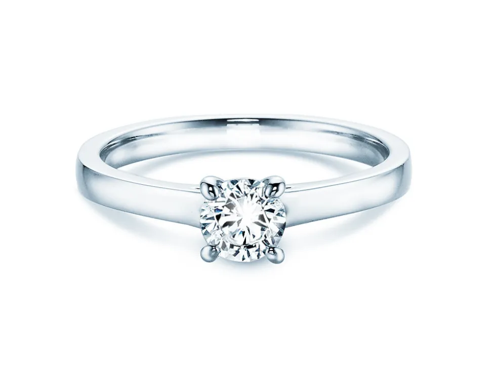Solitärring Modern - Solitärring mit 4er Krappenfassung und Diamant