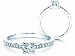 Solitärring Modern Pavé mit funkelnden Diamanten