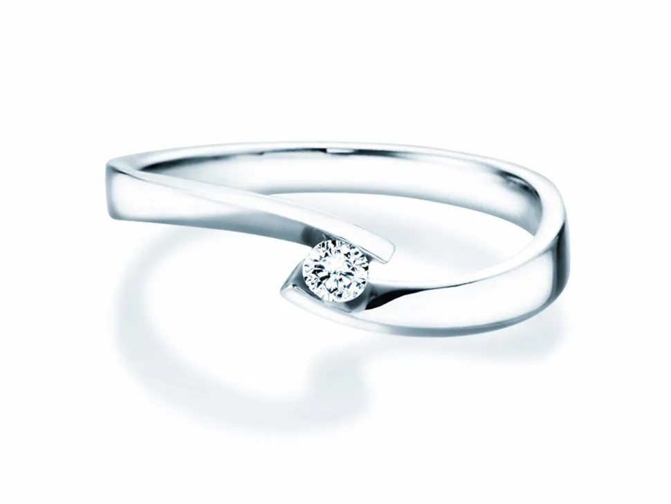 Spannring Twist Petite mit Diamant